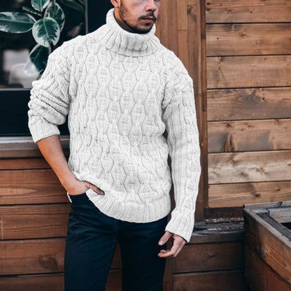 Chunky Knit Sweater Herren | Grobstrickpullover mit hohem Kragen & strukturiertem Zopfdesign