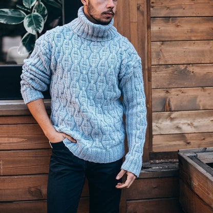 Chunky Knit Sweater Herren | Grobstrickpullover mit hohem Kragen & strukturiertem Zopfdesign