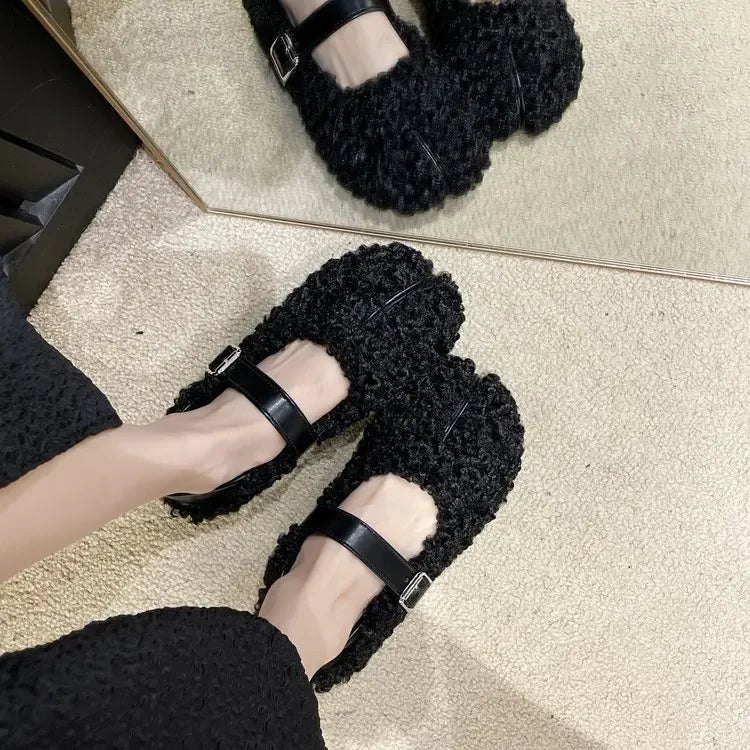 Wystira | Winter-Fleece-Flats mit Schnallen