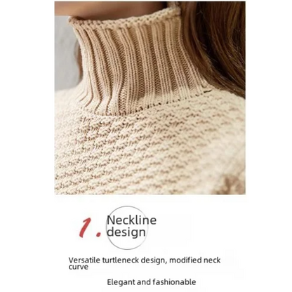 Xandra | Damen Turtleneck Pullover mit Struktur und Kabelstrickärmeln