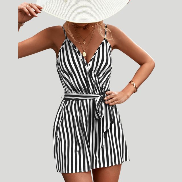 Sienna | Gestreifter One-Piece mit Gürtel für Damen