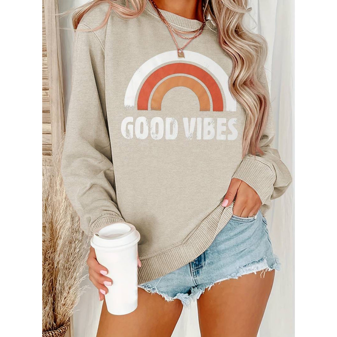 Goodie | Damen Sweatshirt mit Good Vibe Rainbow Print