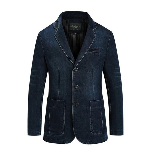 Idris | Herren Denim Baumwoll-Blazerjacke für einen lässigen, eleganten Look