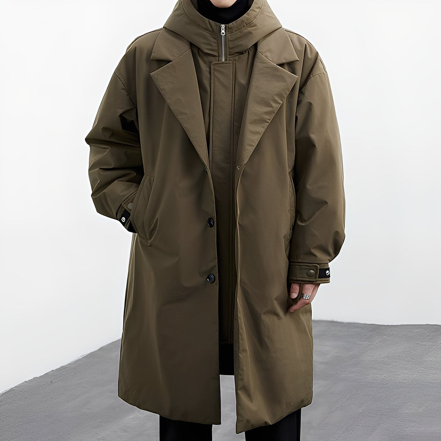 Vielseitiger Langer Herren Trenchcoat mit Kapuze – Stilvoll, Funktional & Urban