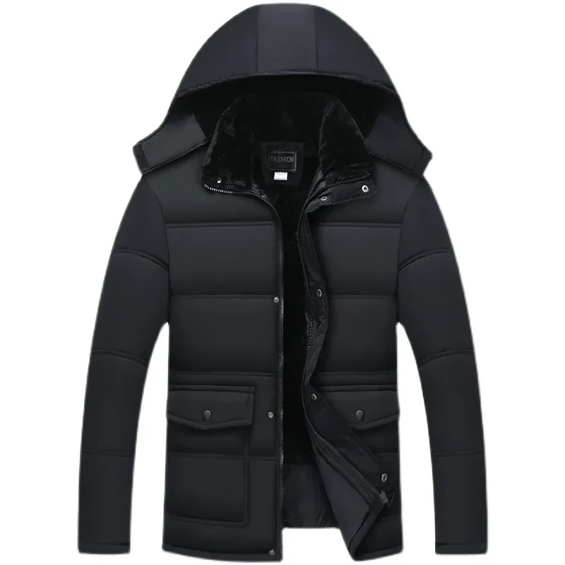 Marlon | Herren Winterjacke mit Kapuze, gepolstert und fleecegefüttert – Schwarze Winterjacke für kalte Tage