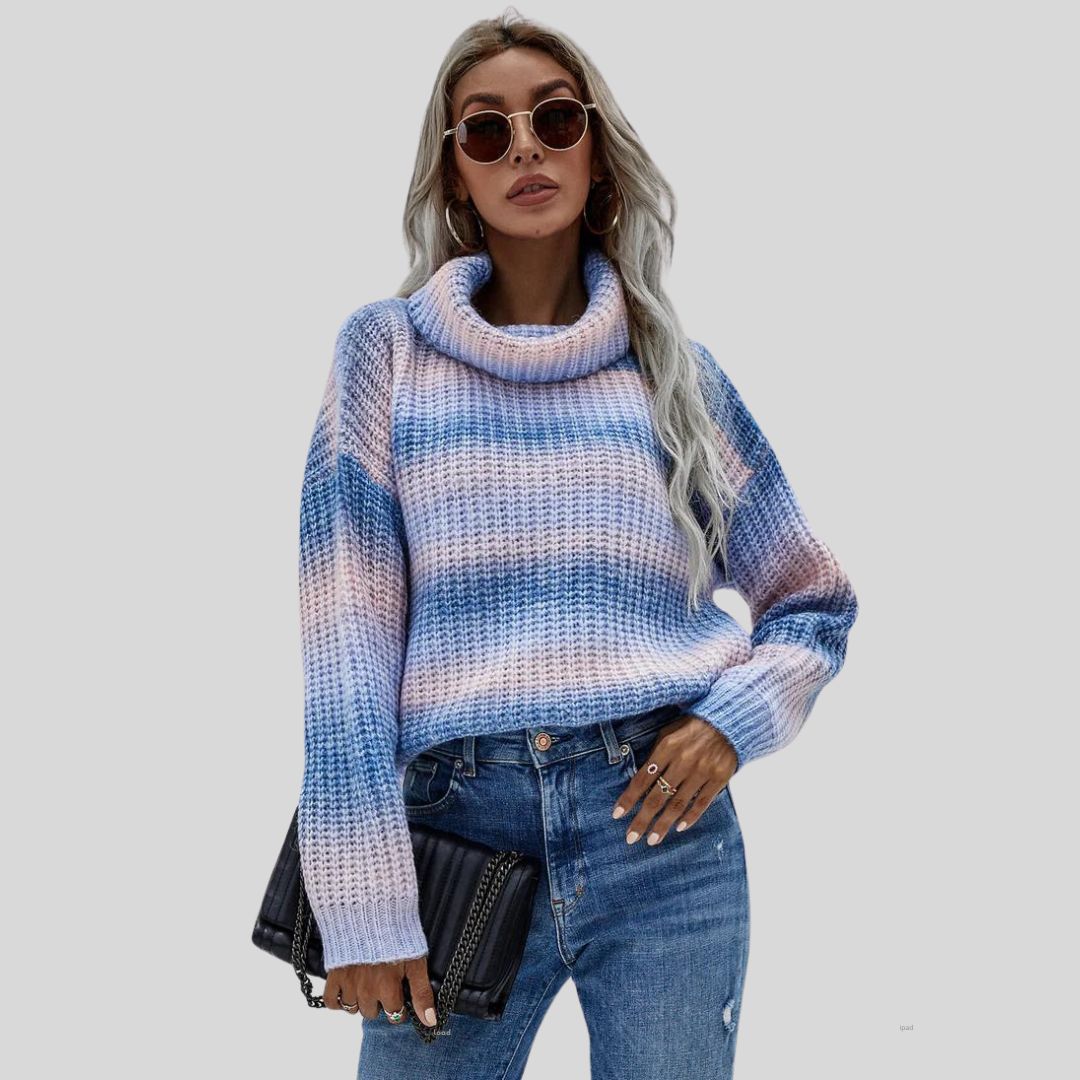 Raina | Regenbogen Rollkragenpullover Strick