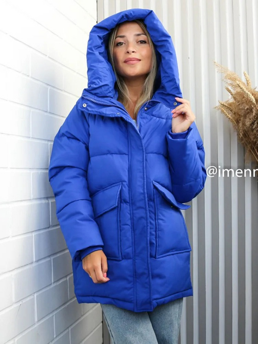 Selina | Damen Winterjacke mit Kapuze, Wattierung und großen Taschen – Perfekt für kalte Tage