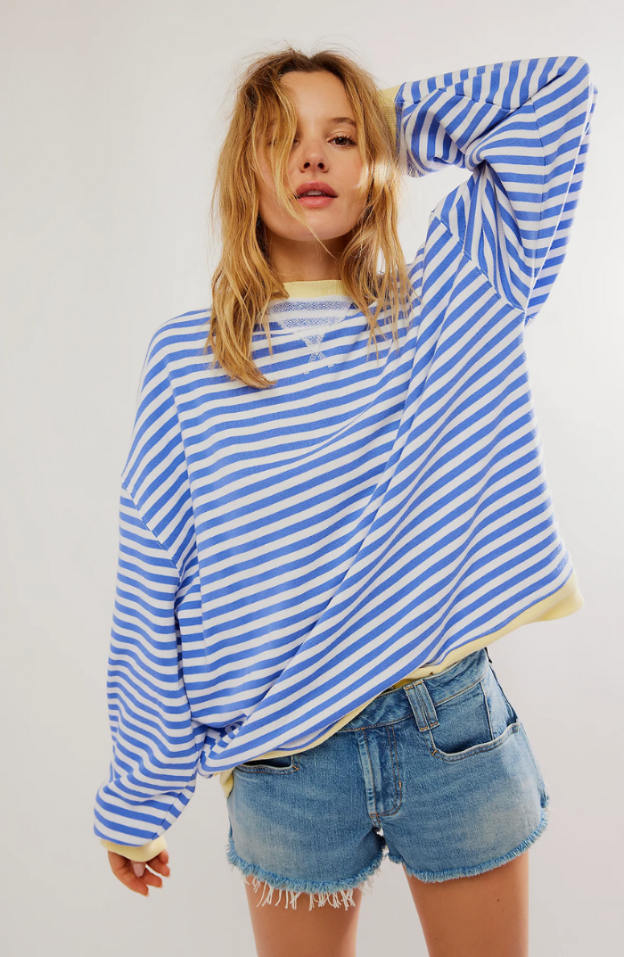 Justine | Damen Oversize Sweatshirt – Tricolor, Streifen, Lässiger Look