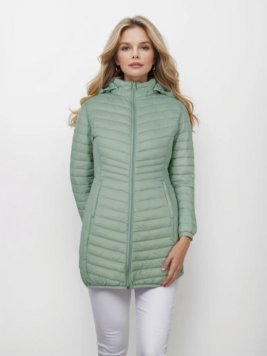 Yvonne | Damen Leichte Winterjacke mit Kapuze – Schlanke Passform und Daunenfüllung