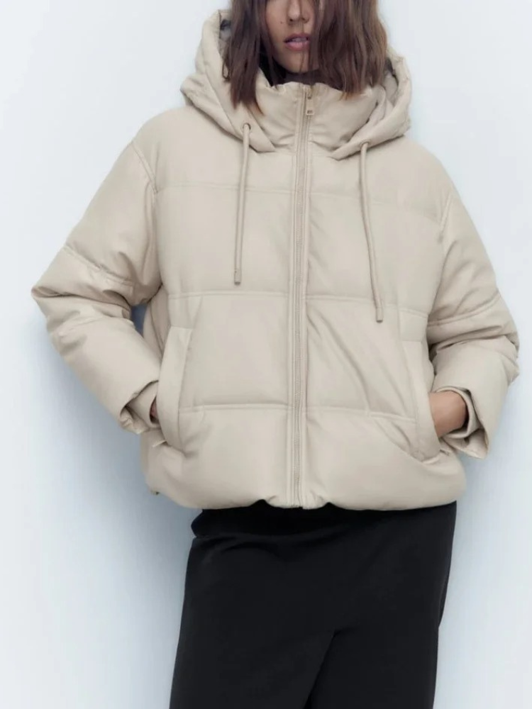 Mila | Damen Winterjacke mit Kapuze, Stehkragen und wattiertem Futter