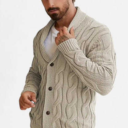 Tom | Herren Strickjacke mit Zopfmuster – Klassischer Knopf-Cardigan aus Weichem Strick für Herbst & Winter
