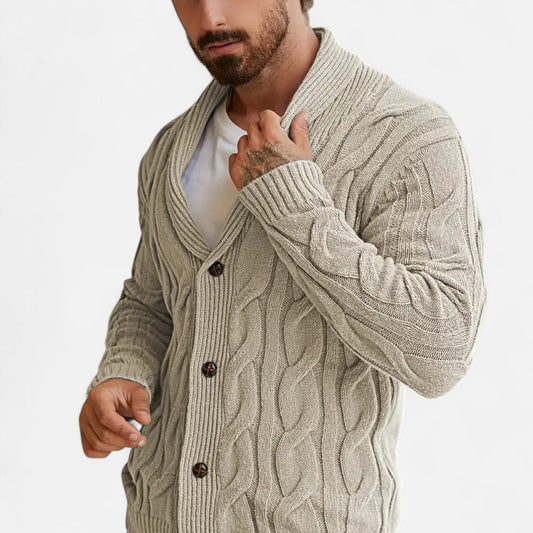 Tom | Herren Strickjacke mit Zopfmuster – Klassischer Knopf-Cardigan aus Weichem Strick für Herbst & Winter