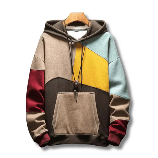 Reynold | Herren Patchwork Hoodie mit Multicolor-Design und Kordelzug