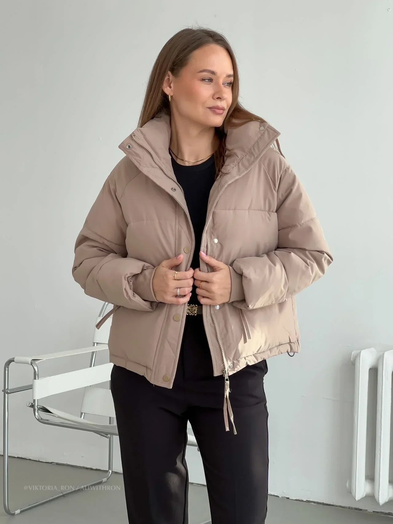 Sofina | Damen Stehkragen Gefütterte Winterjacke für Herbst & Winter