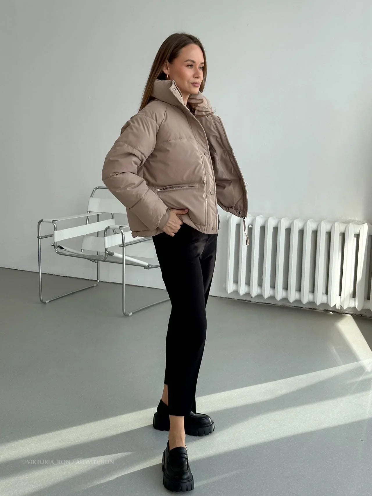 Sofina | Damen Stehkragen Gefütterte Winterjacke für Herbst & Winter