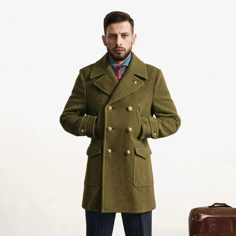 Eckhart | Herren Doppelreihiger Trenchcoat mit Eleganter Notch-Kragen und Taschen