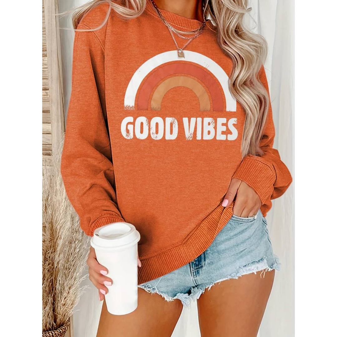 Goodie | Damen Sweatshirt mit Good Vibe Rainbow Print