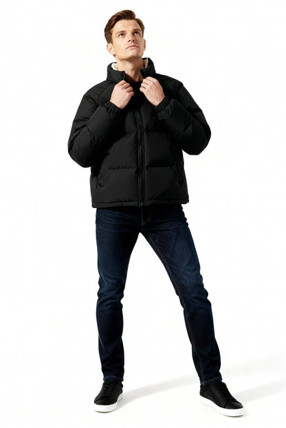 Pufferjacke Herren | Gefütterte Kapuzenjacke mit Fleece für Winter & Outdoor