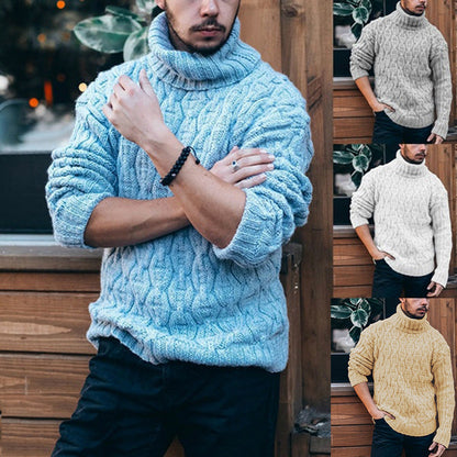 Chunky Knit Sweater Herren | Grobstrickpullover mit hohem Kragen & strukturiertem Zopfdesign
