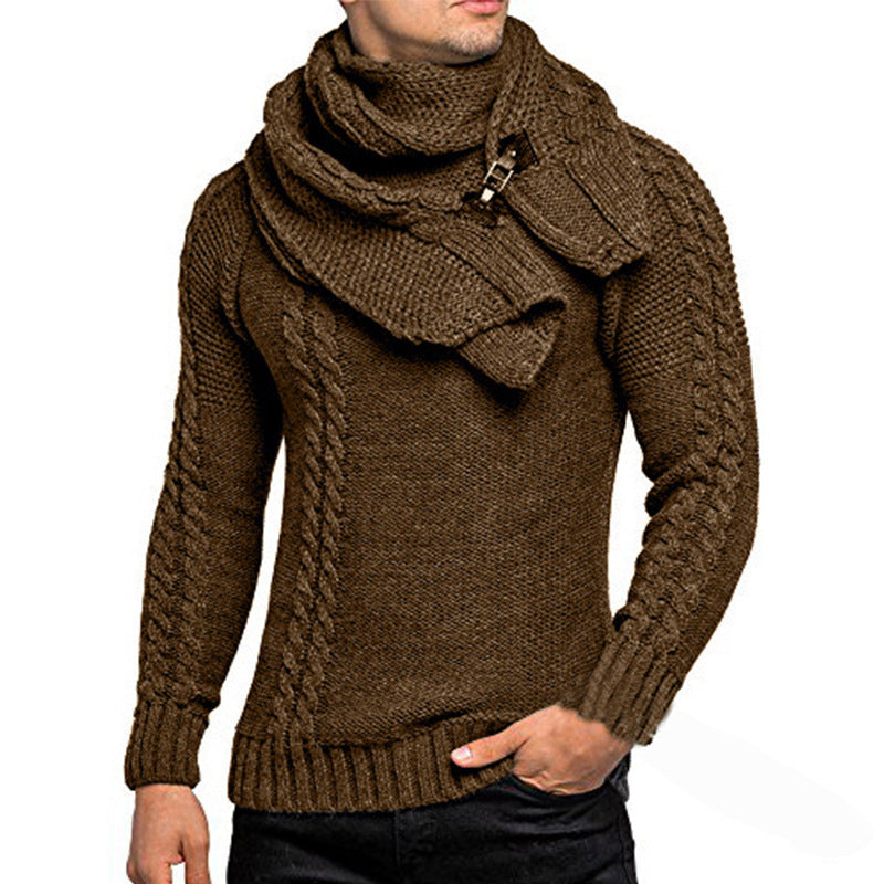 Chic Knit Sweater Herren | Strickpullover mit Integriertem Schal & Modernem Schnitt