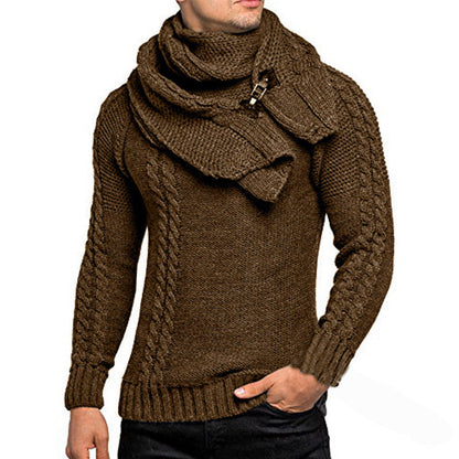 Chic Knit Sweater Herren | Strickpullover mit Integriertem Schal & Modernem Schnitt