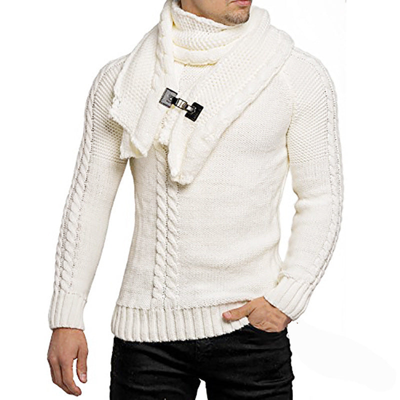 Chic Knit Sweater Herren | Strickpullover mit Integriertem Schal & Modernem Schnitt