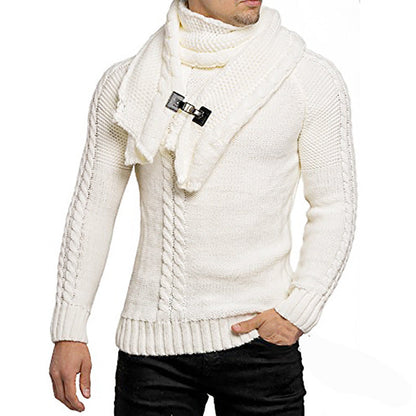 Chic Knit Sweater Herren | Strickpullover mit Integriertem Schal & Modernem Schnitt