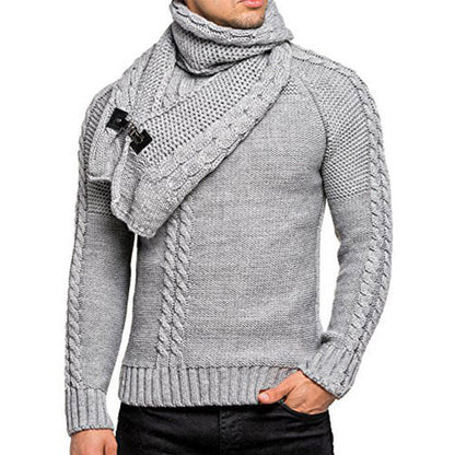 Chic Knit Sweater Herren | Strickpullover mit Integriertem Schal & Modernem Schnitt