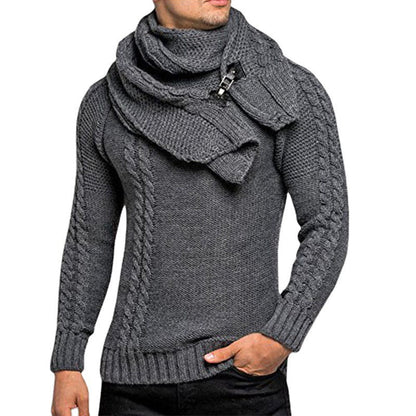 Chic Knit Sweater Herren | Strickpullover mit Integriertem Schal & Modernem Schnitt