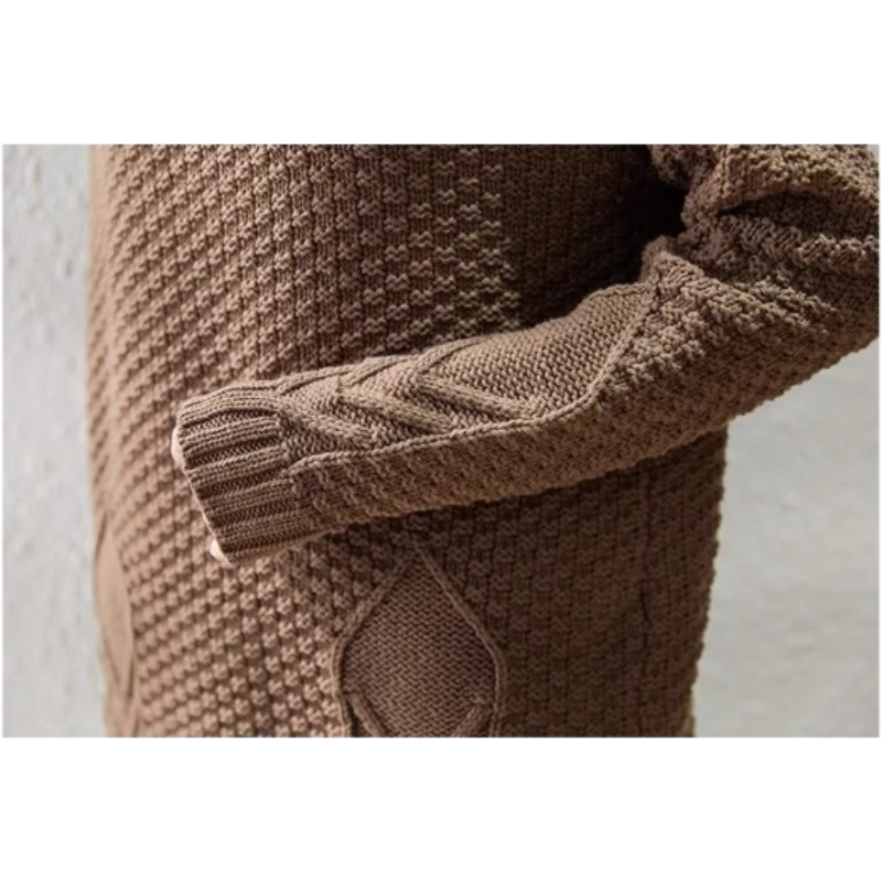 Xandra | Damen Turtleneck Pullover mit Struktur und Kabelstrickärmeln