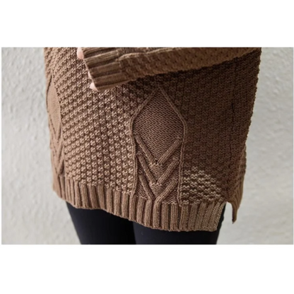 Xandra | Damen Turtleneck Pullover mit Struktur und Kabelstrickärmeln