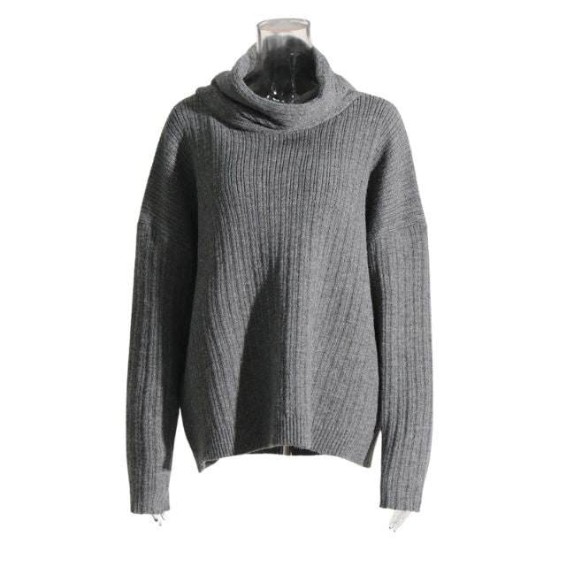 Sivora | Damen Strickpullover mit Asymmetrischem Kragen und Rippenmuster – Zeitlos & Gemütlich