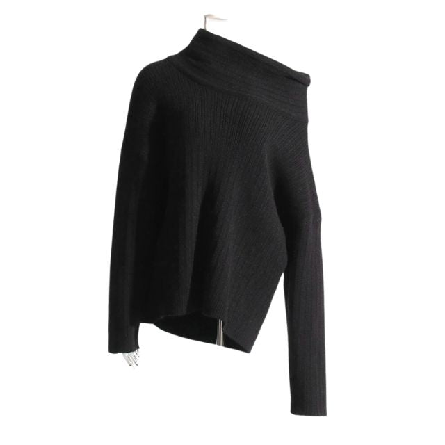 Sivora | Damen Strickpullover mit Asymmetrischem Kragen und Rippenmuster – Zeitlos & Gemütlich