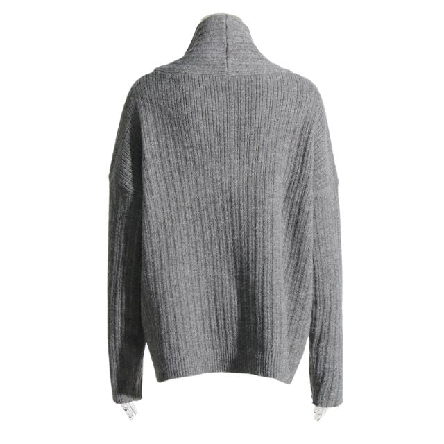 Sivora | Damen Strickpullover mit Asymmetrischem Kragen und Rippenmuster – Zeitlos & Gemütlich