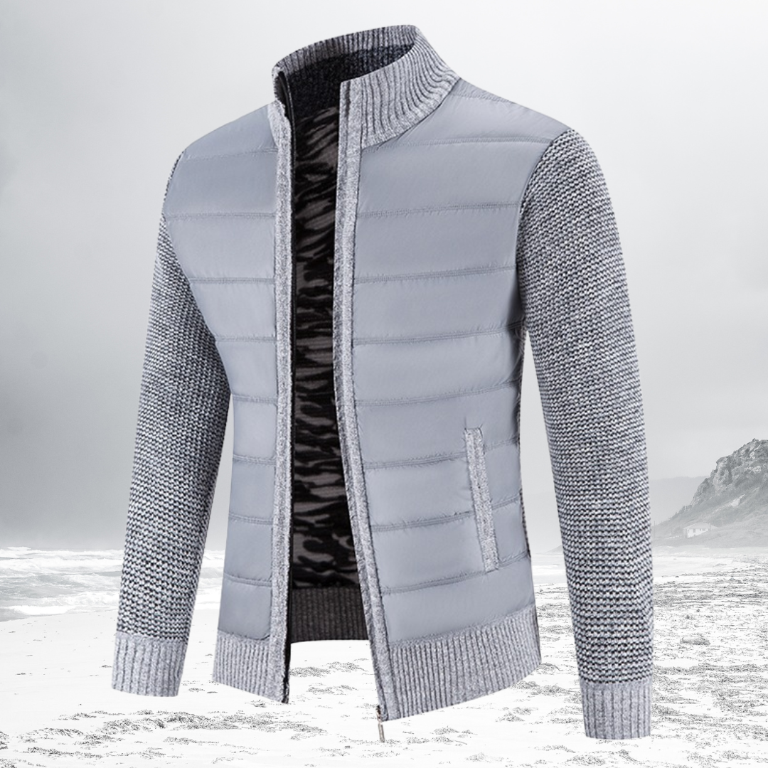 Friedrich | Herren gesteppter Zip-Up Strickpullover