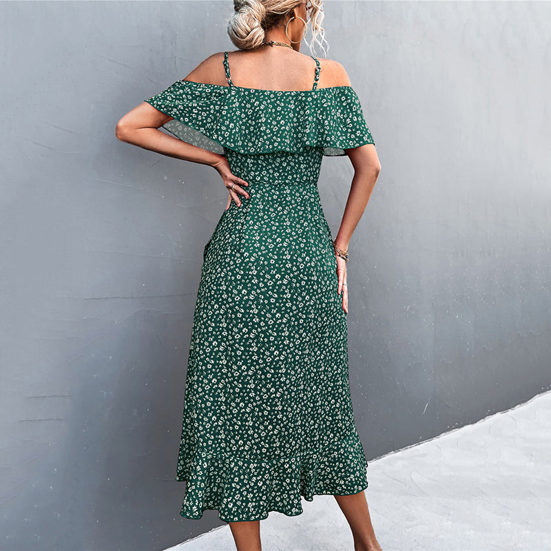 Cloez | Midi-Kleid mit floralen Druck und Rüschen