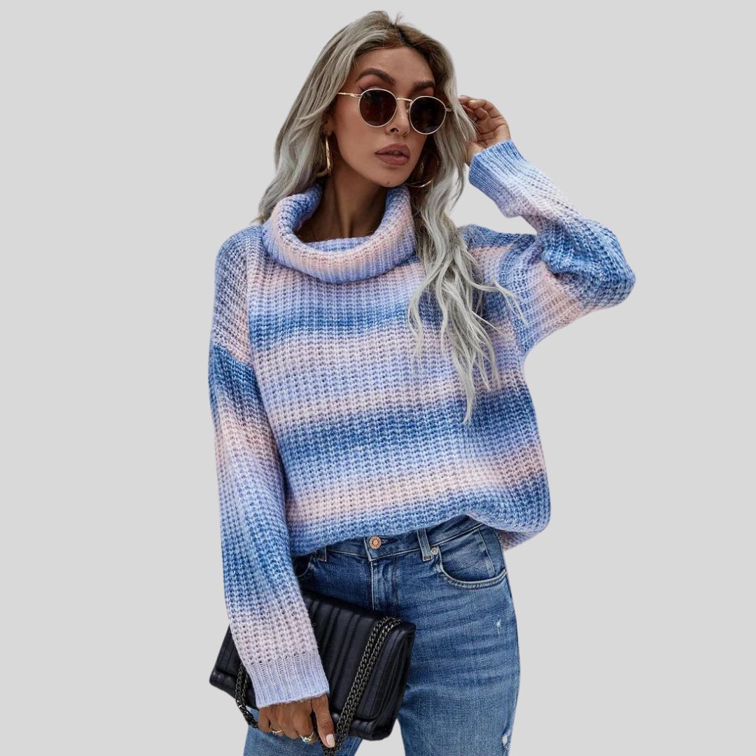 Raina | Regenbogen Rollkragenpullover Strick