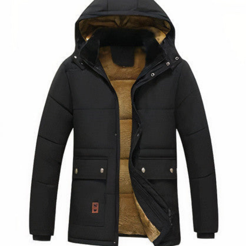 Silvan | Herren Fleece Parka Winterjacke mit abnehmbarer Kapuze, warm & stylisch