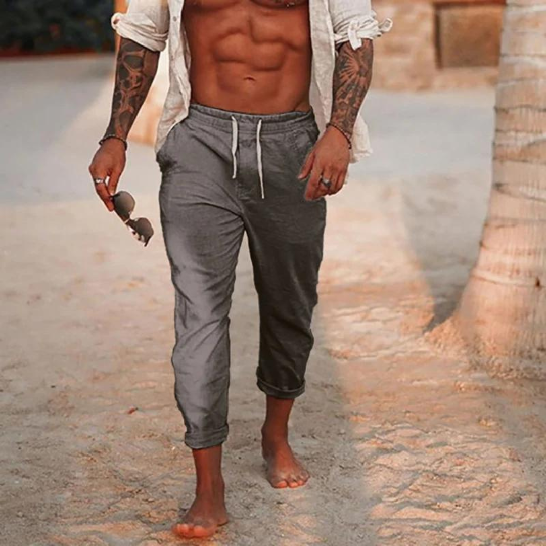 Xavier | Herren Sommer Leinenhose – Leichte, Atmungsaktive Freizeithose mit Elastischem Tunnelzug und Komfort-Fit