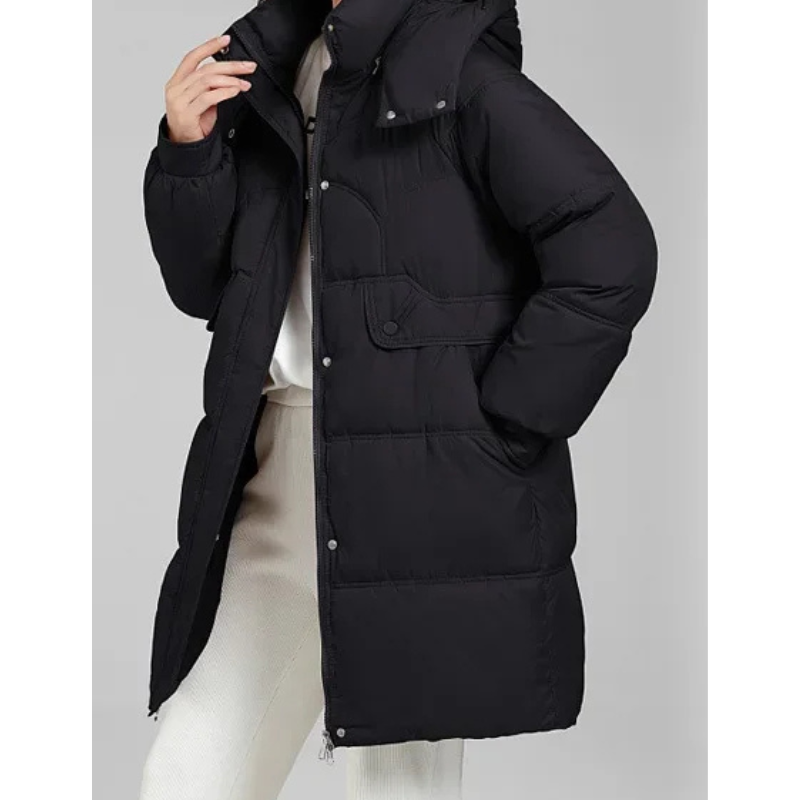 Elisa | Damen Gewatteierte Parka Winterjacke mit Stehkragen und Abnehmbarer Kapuze