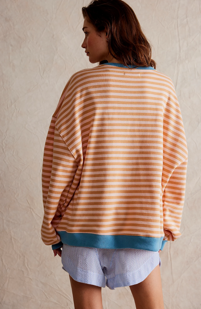 Justine | Damen Oversize Sweatshirt – Tricolor, Streifen, Lässiger Look