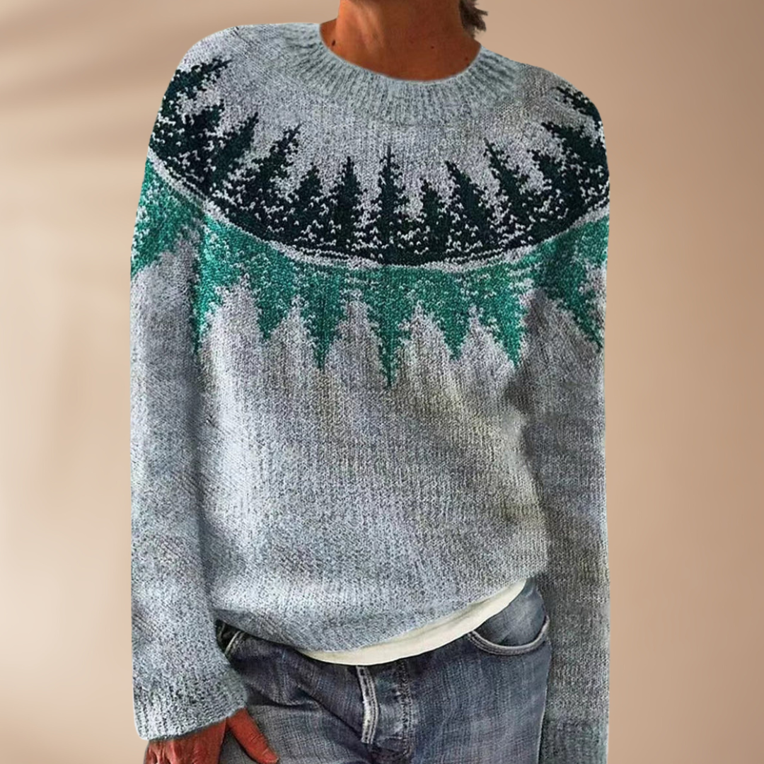 Frederica | Damen Rundhals Retro Strickpullover in Grau – Stilvoller Komfort für den Winter