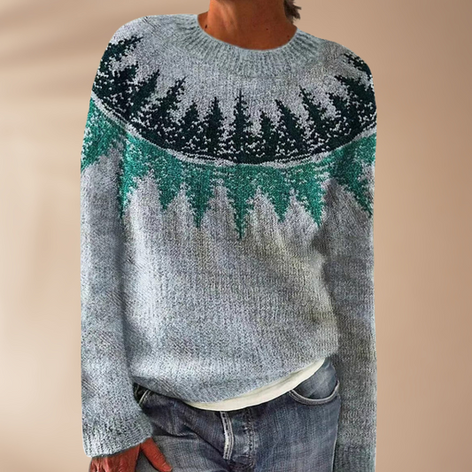 Frederica | Damen Rundhals Retro Strickpullover in Grau – Stilvoller Komfort für den Winter