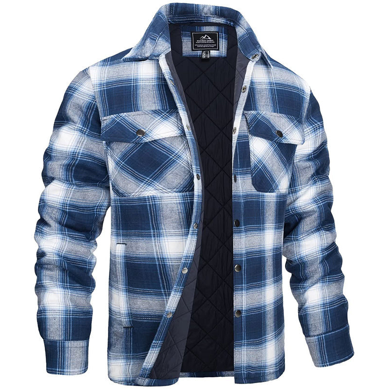 Claust | Herren Gepolsterte Karierte Flanelljacke mit Brusttaschen