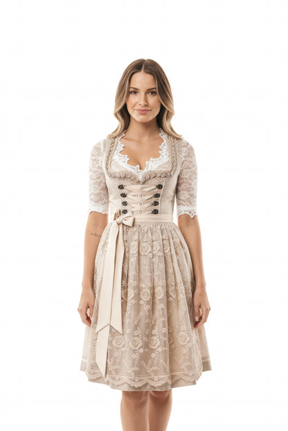 Dirndl Damen | Traditionelles Kleid mit Schnürmieder & Spitzenbluse