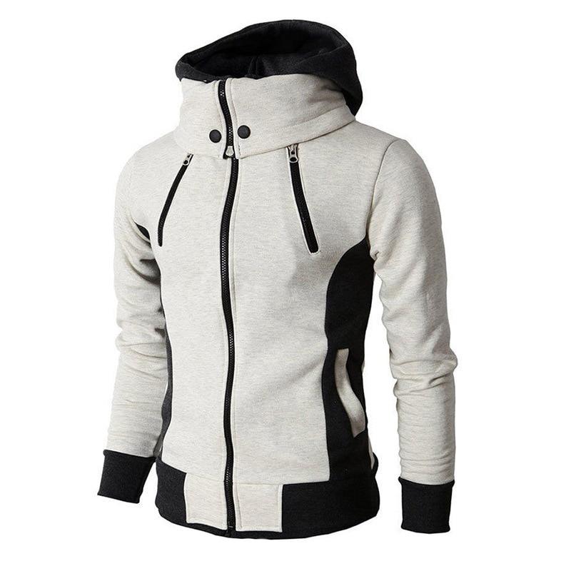 Echo | Herren Zweifarbige Hoodie Jacke mit Stehkragen und Vier Reißverschlüssen – Modisch, Bequem und Praktisch