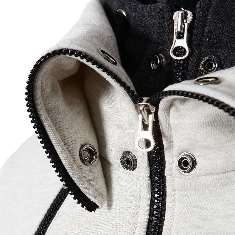 Echo | Herren Zweifarbige Hoodie Jacke mit Stehkragen und Vier Reißverschlüssen – Modisch, Bequem und Praktisch