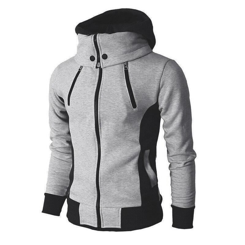 Echo | Herren Zweifarbige Hoodie Jacke mit Stehkragen und Vier Reißverschlüssen – Modisch, Bequem und Praktisch