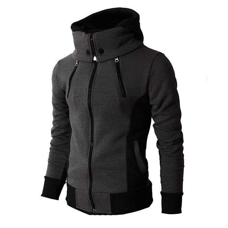 Echo | Herren Zweifarbige Hoodie Jacke mit Stehkragen und Vier Reißverschlüssen – Modisch, Bequem und Praktisch