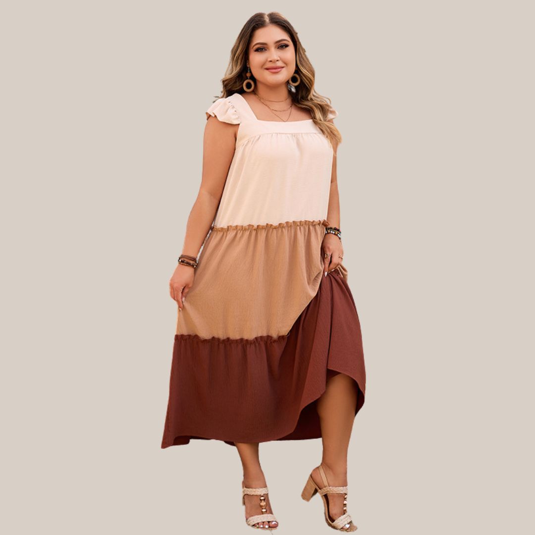 Eliana | Gelaagtes Maxi-Kleid mit Rüschärmeln